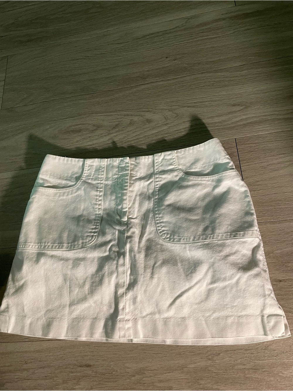 Express White Mini Skirt with Front Patch Pockets